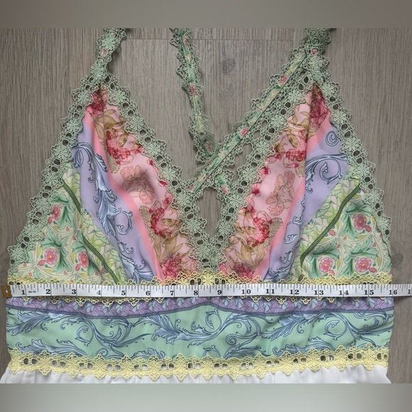 Alice + Olivia Karolina Halter Maxi Dress Multicolor Floral Panel Lace Size 12 - Picture 8 of 8